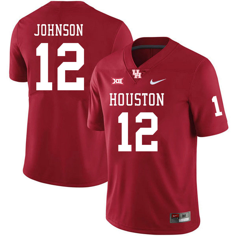 Men #12 Stephon Johnson Houston Cougars Big 12 XII College Football Jerseys Stitched-Red - Click Image to Close